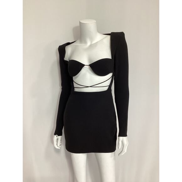 Alex Perry Black Square Neckline Mini Dress Size S - NWT (removed) - Picture 2 of 4